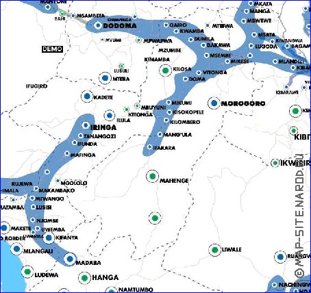 carte de Tanzanie en anglais