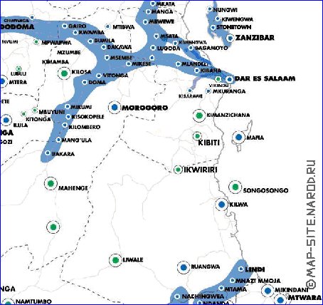 mapa de Tanzania em ingles