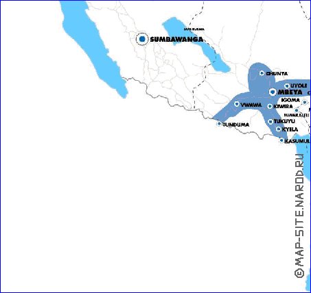 mapa de Tanzania em ingles