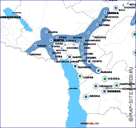 mapa de Tanzania em ingles