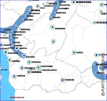 mapa de Tanzania em ingles