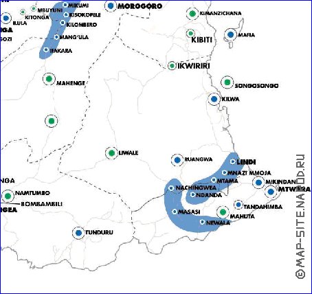 mapa de Tanzania em ingles