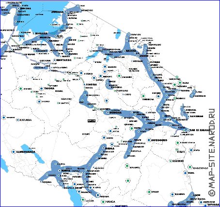 carte de Tanzanie en anglais