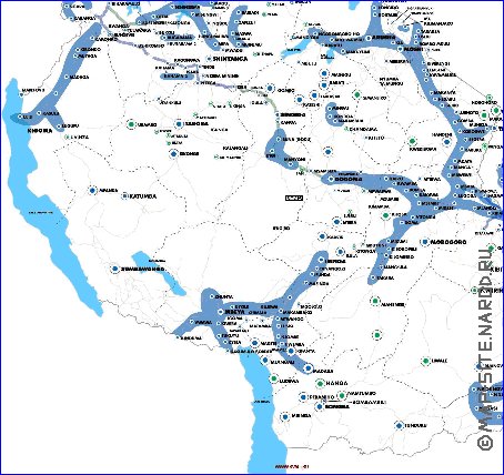 mapa de Tanzania em ingles