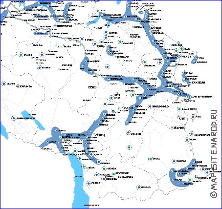 mapa de Tanzania em ingles