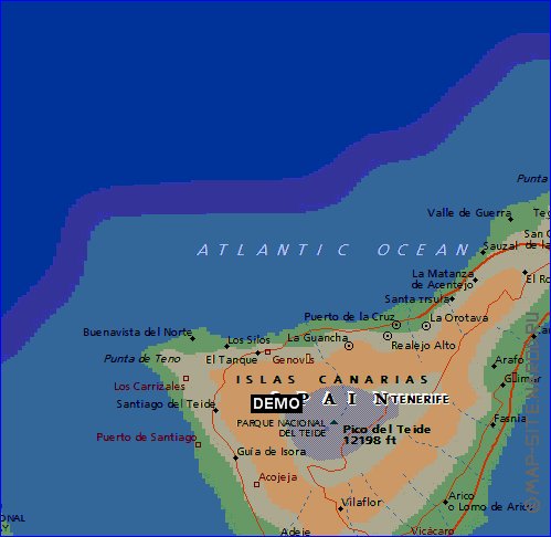 mapa de Tenerife em ingles