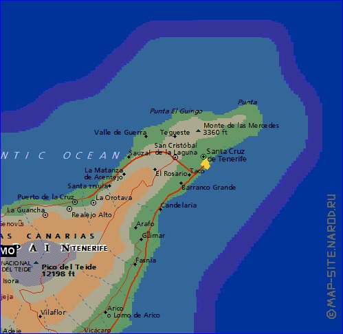 mapa de Tenerife em ingles