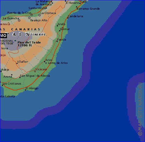 mapa de Tenerife em ingles