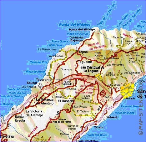 mapa de Tenerife em espanhol