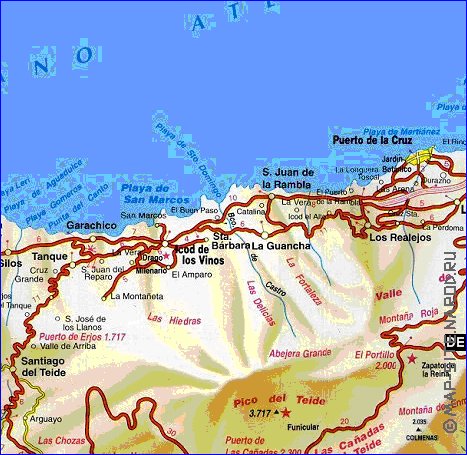mapa de Tenerife em espanhol