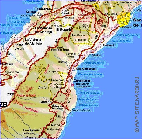 mapa de Tenerife em espanhol