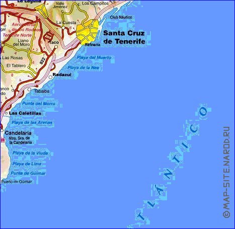 mapa de Tenerife em espanhol