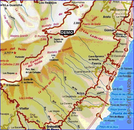 mapa de Tenerife em espanhol