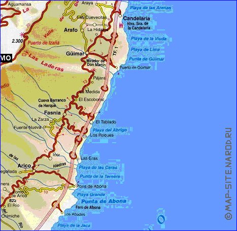 carte de Tenerife en espagnol