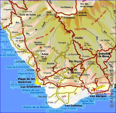 carte de Tenerife en espagnol