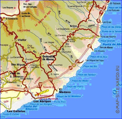 mapa de Tenerife em espanhol