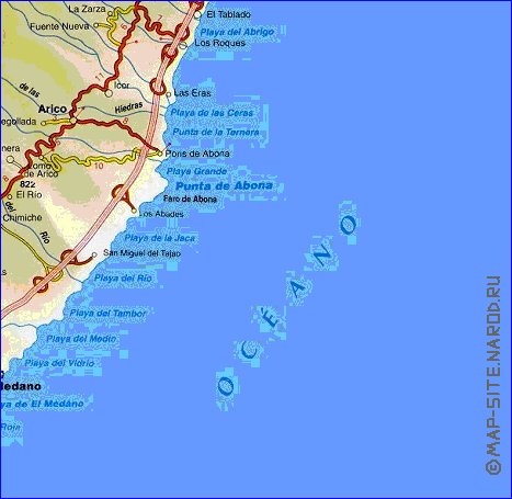 mapa de Tenerife em espanhol