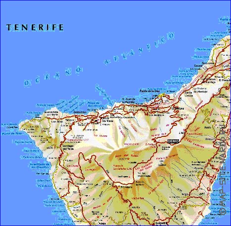 mapa de Tenerife em espanhol