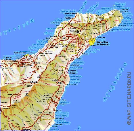 mapa de Tenerife em espanhol