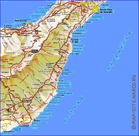 mapa de Tenerife em espanhol