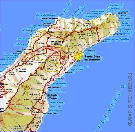 mapa de Tenerife em espanhol