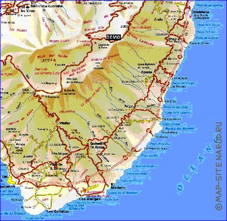 mapa de Tenerife em espanhol