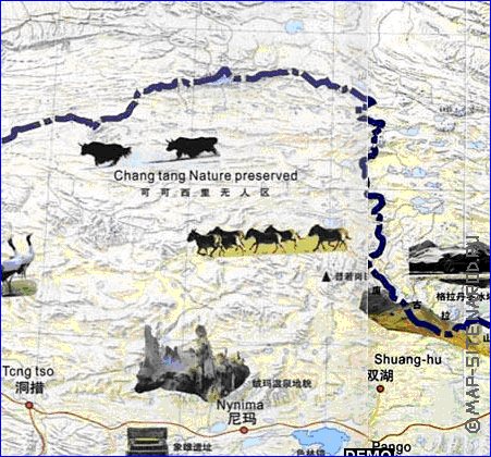 mapa de Tibete em chines