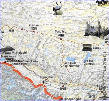 mapa de Tibete em chines