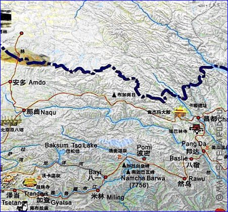 mapa de Tibete em chines