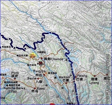 mapa de Tibete em chines