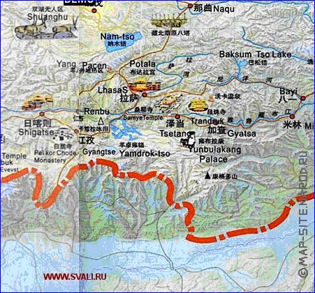 mapa de Tibete em chines