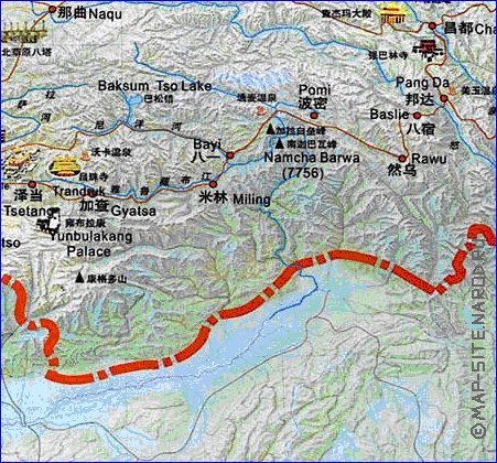 mapa de Tibete em chines