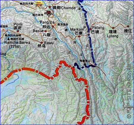 mapa de Tibete em chines