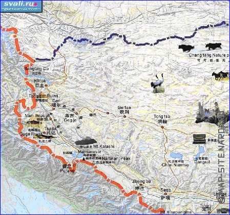 mapa de Tibete em chines