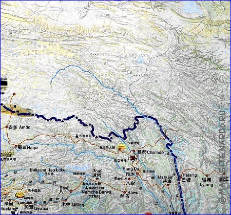 mapa de Tibete em chines