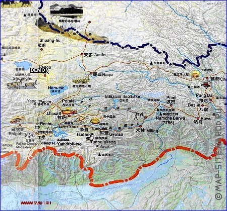 mapa de Tibete em chines