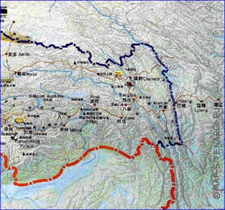 mapa de Tibete em chines