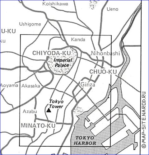 carte de Tokyo en anglais