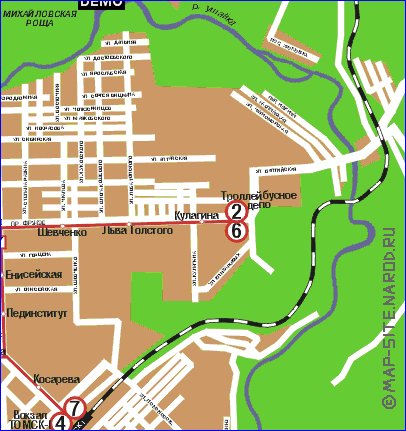 Transporte mapa de Tomsk