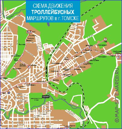 Transporte mapa de Tomsk