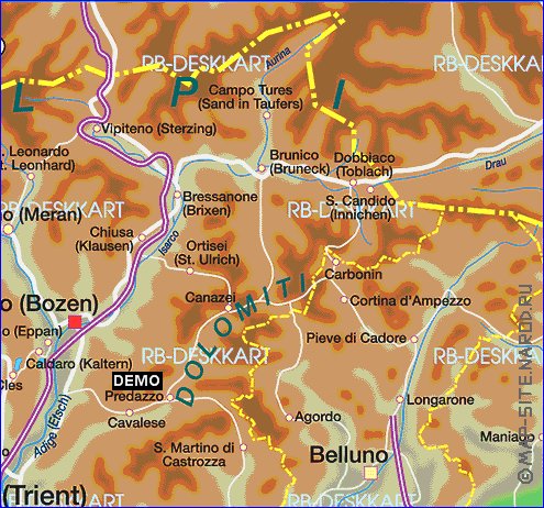 carte de Trentin-Haut-Adige