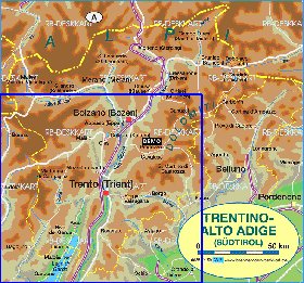 carte de Trentin-Haut-Adige