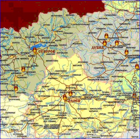 Administratives carte de Oblast de Toula