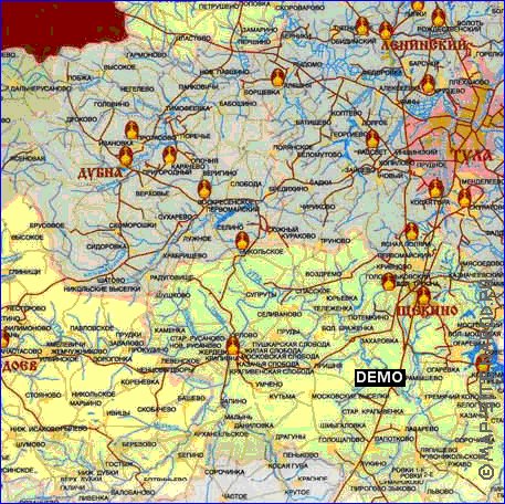Administrativa mapa de Oblast de Tula