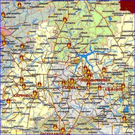 Administratives carte de Oblast de Toula