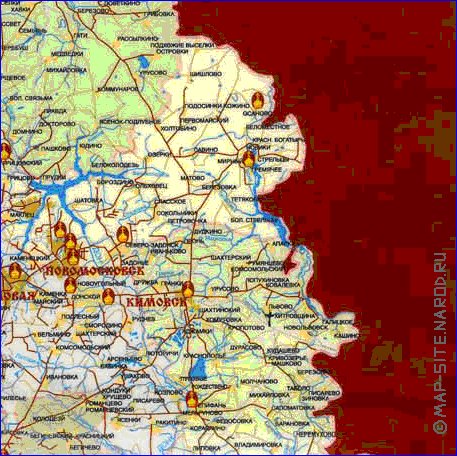 Administratives carte de Oblast de Toula