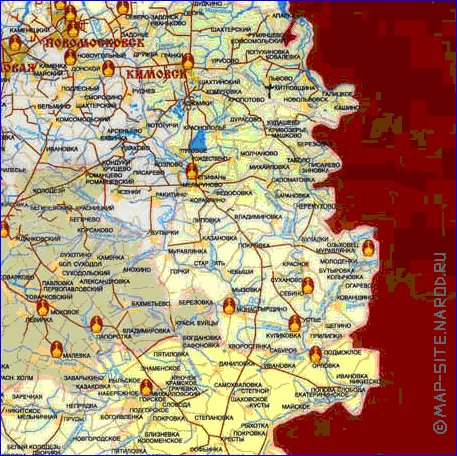 Administratives carte de Oblast de Toula