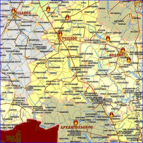 Administrativa mapa de Oblast de Tula