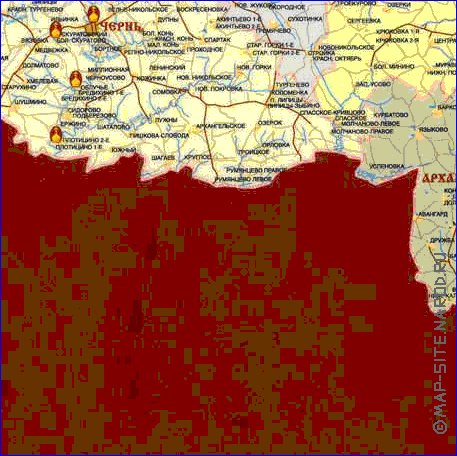 Administratives carte de Oblast de Toula