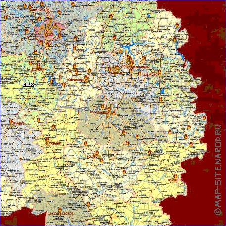 Administratives carte de Oblast de Toula